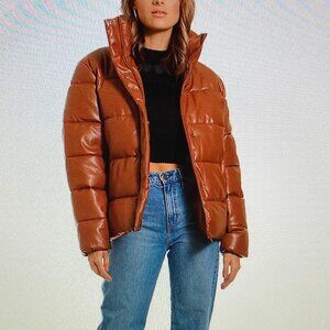 NWOT Unreal Fur Brown Winter Puffer Jacket Women Size 2X